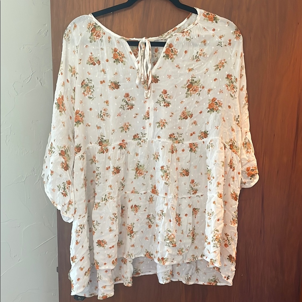 1.4.3. Story by Line Up White Tie Front 3/4 Sleeve Blouse